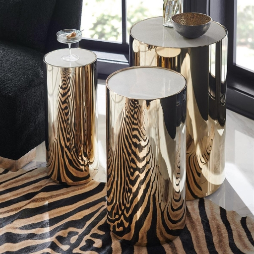 modern salon dekorasyonu gold yan sehpa